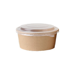 Bol à salade kraft 34oz combo avec couvercles en plastique - 250 unités