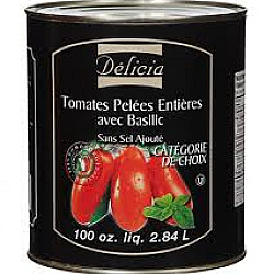 Tomate italienne pelée entière avec basilic -2.84lt - Délicia