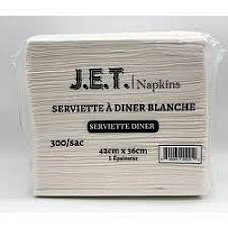 Serviette à dîner blanche 16"X16" 2 épaisseurs - 1000 unités - J.E.T.