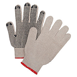 Gants de tricot en polycoton avec picots en PVC - 12 unités