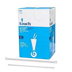 Paille blanche en plastique 8'' - 400 unitées - Touch