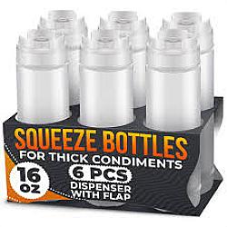 Bouteille à condiments compressible 16oz - Lot de 6