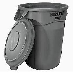 Poubelle ronde 32 gallons grise - Rubbermaid